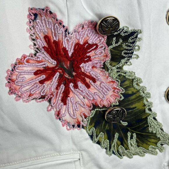 Anthropologie History Repeats Embroidered Military Kubo Jacket White Boho 38 XS - Picture 10 of 12